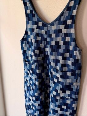 Nettle Studios Geometric Denim  Patchwork Blue Jumpsuit